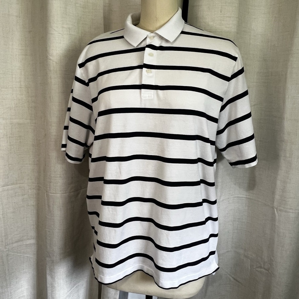 Vintage Polo Golf Ralph Lauren Polo Mens Large Blue White Striped Pima Cotton